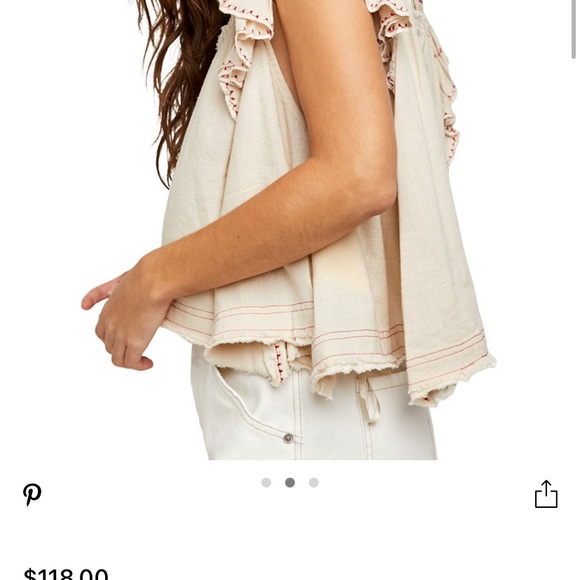 Free People crop top with embroidery detail - Picture 2 of 8
